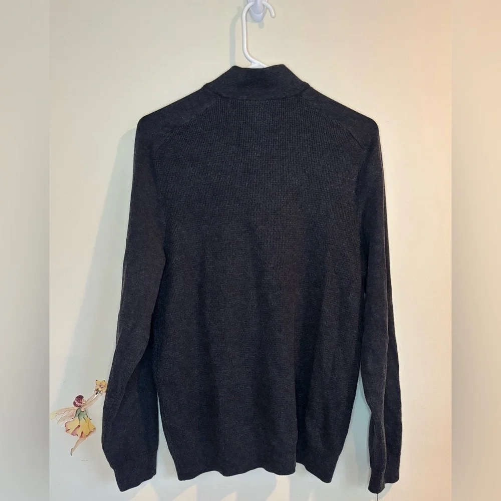 FLX Men's Sweater Black Quarter Zip-Up Turtleneck Pullover Dark Grey Size M - Picture 9 of 11